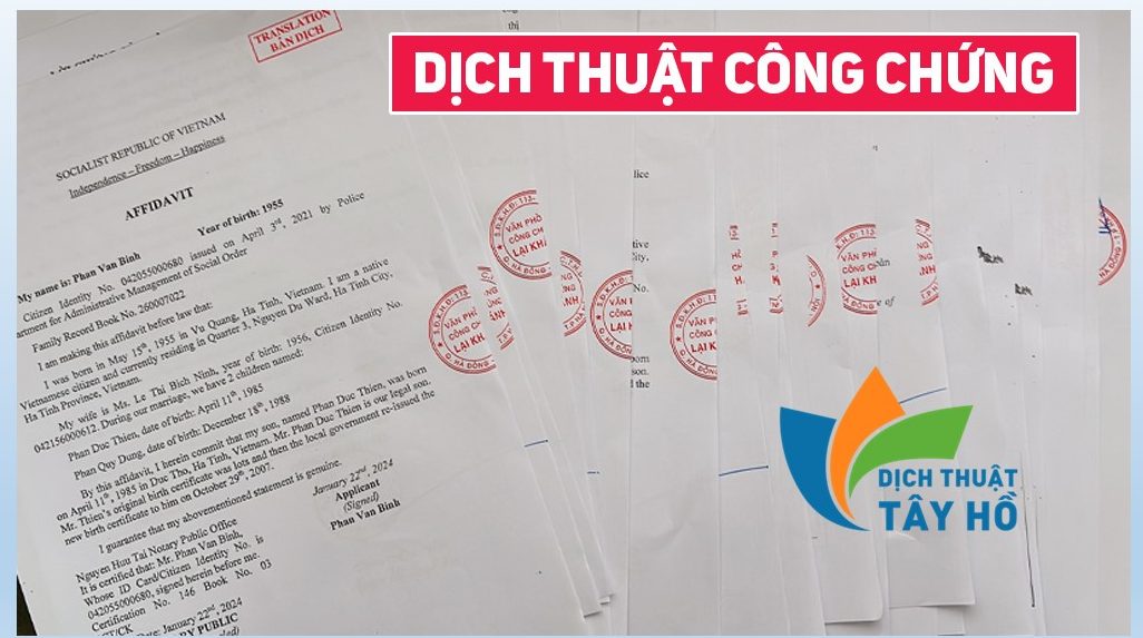 Mẫu dịch thuật công chứng cho khách hàng tại Huyện Gia Lâm - THTRANS